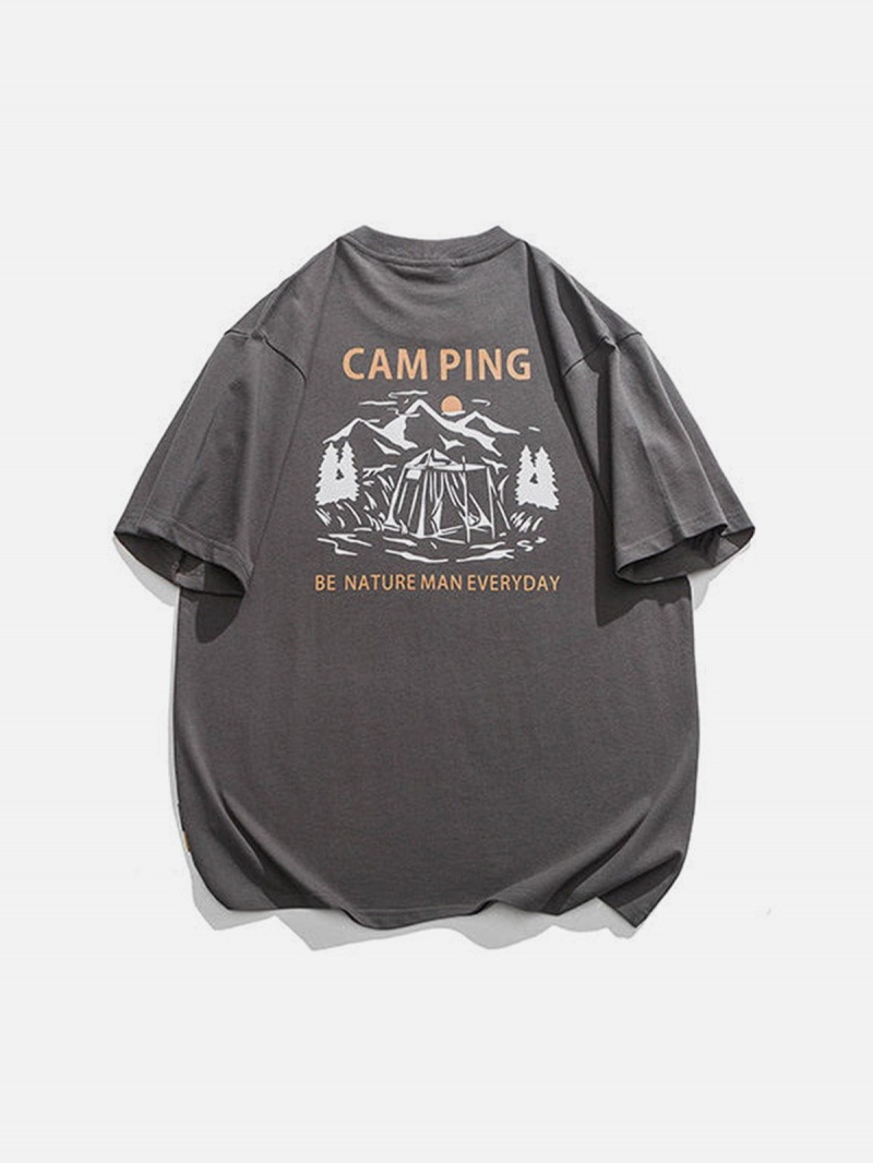 T Shirts Aelfric Eden Mountain Camping Graphique Tee Marron | TYR-78456004